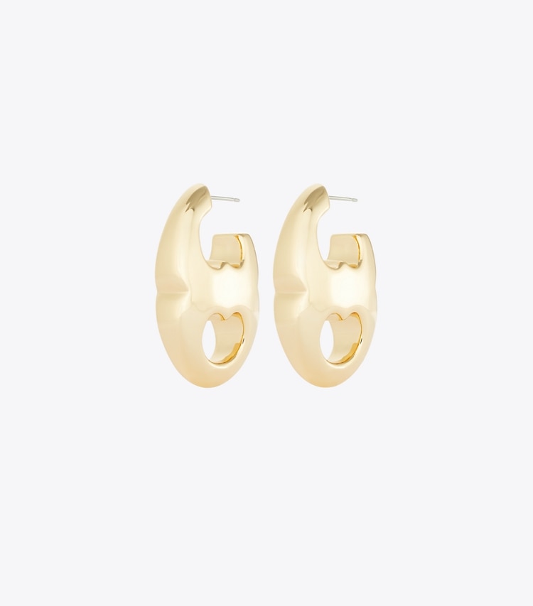 Tory Burch designer earrings Gemini Link Earring in Light Brass front