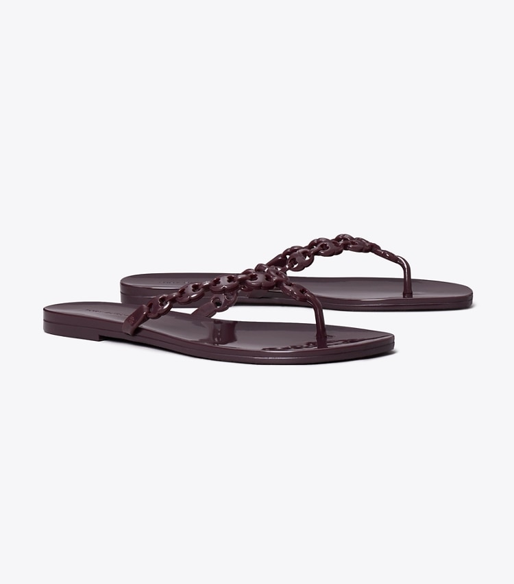 Tory Burch designer sandals Gemini Link Jelly in DARK CARMINE angle