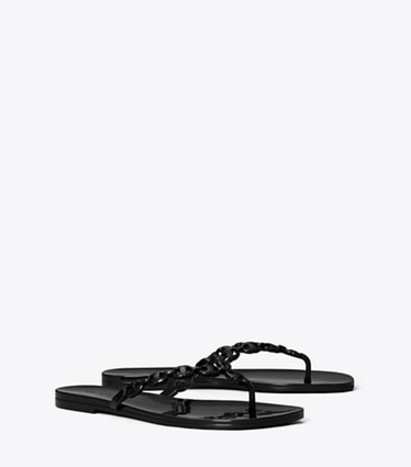 Tory Burch designer sandals Gemini Link Jelly Flip-Flop in BLACK angle