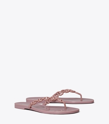 Tory Burch designer sandals Gemini Link Jelly Flip-Flop in LIGHT MAUVE angle
