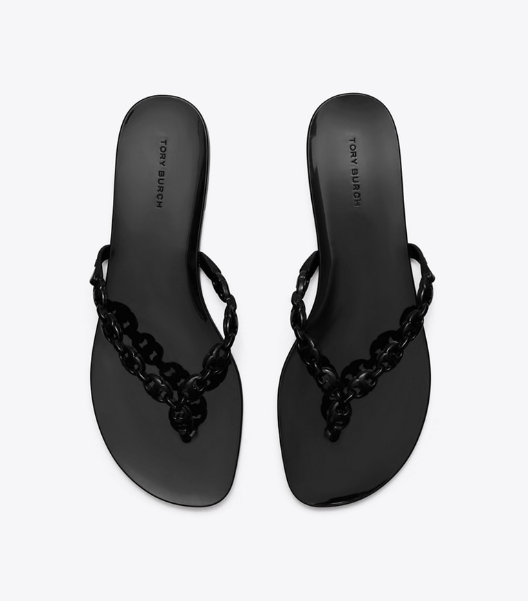 Tory Burch designer sandals Gemini Link Jelly Flip-Flop in BLACK overhead