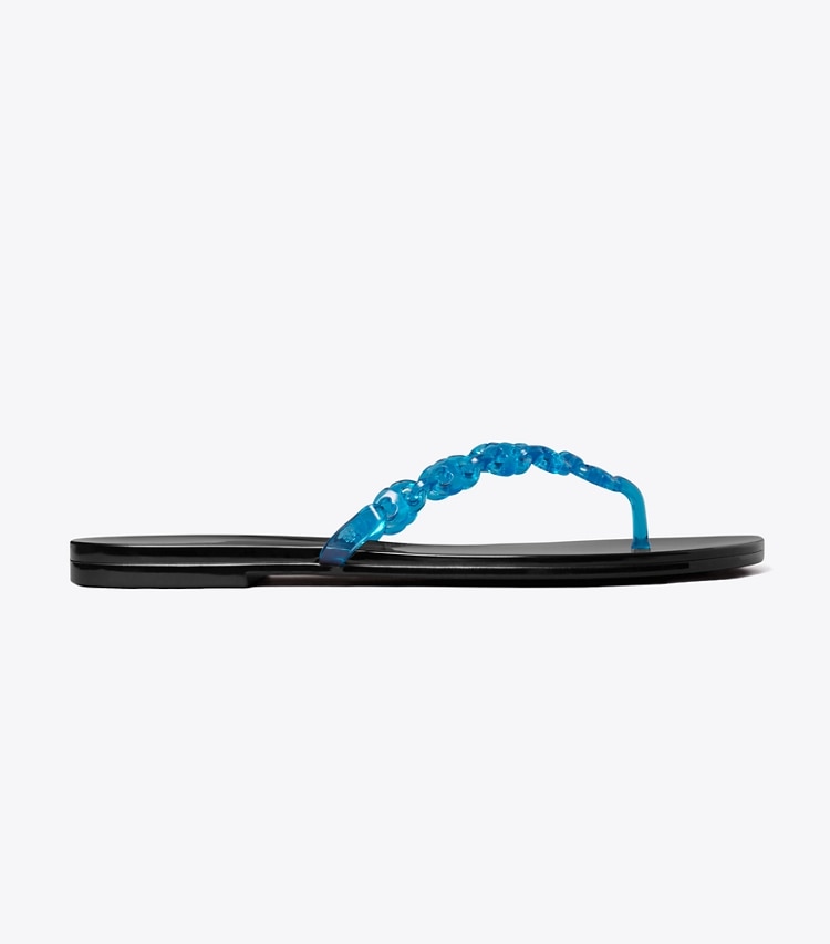 Tory Burch designer sandals Gemini Link Jelly Flip-Flop in DEEP BLUE / PERFECT BLACK side