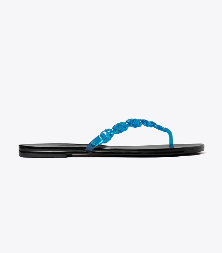 Tory Burch designer sandals Gemini Link Jelly Flip-Flop in DEEP BLUE / PERFECT BLACK side