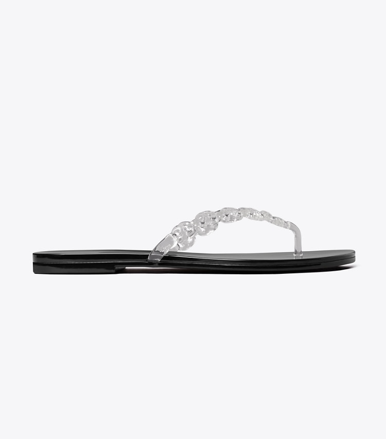Tory Burch designer sandals Gemini Link Jelly Flip-Flop in CLEAR / PERFECT BLACK side