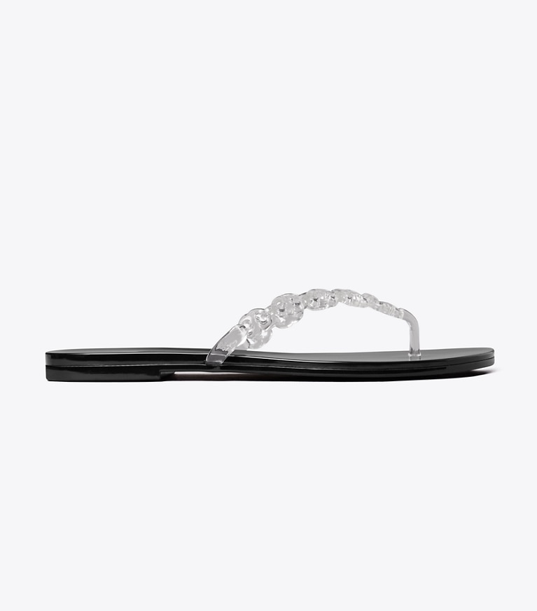 Tory Burch designer sandals Gemini Link Jelly Flip-Flop in CLEAR / PERFECT BLACK side