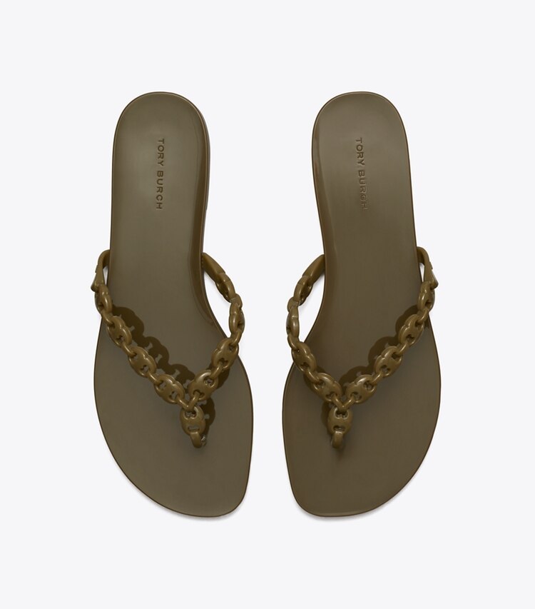 Tory Burch designer sandals Gemini Link Jelly in MOSS ROCK overhead