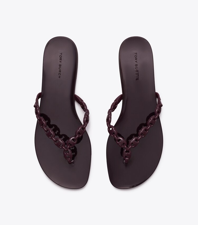 Tory Burch designer sandals Gemini Link Jelly in DARK CARMINE overhead