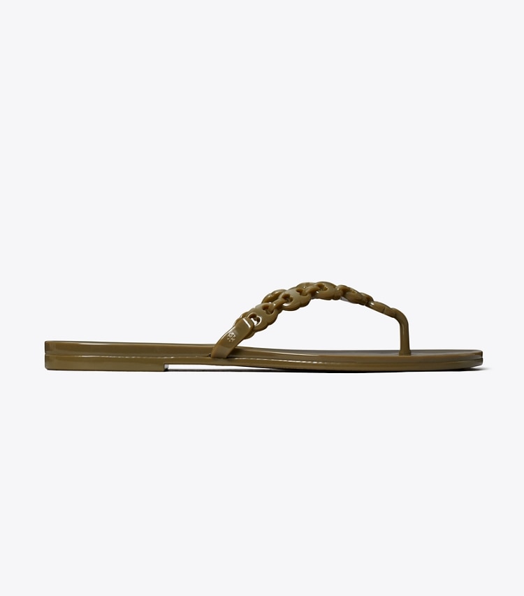 Tory Burch designer sandals Gemini Link Jelly in MOSS ROCK side