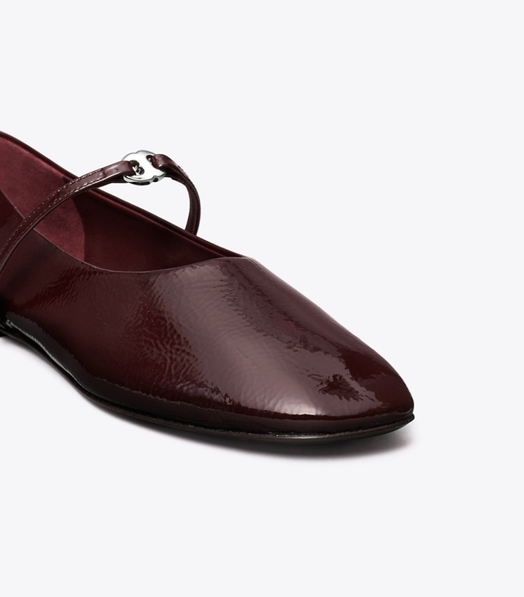 Tory Burch designer flats Gemini Link Mary Jane in PLUM / SILVER detail