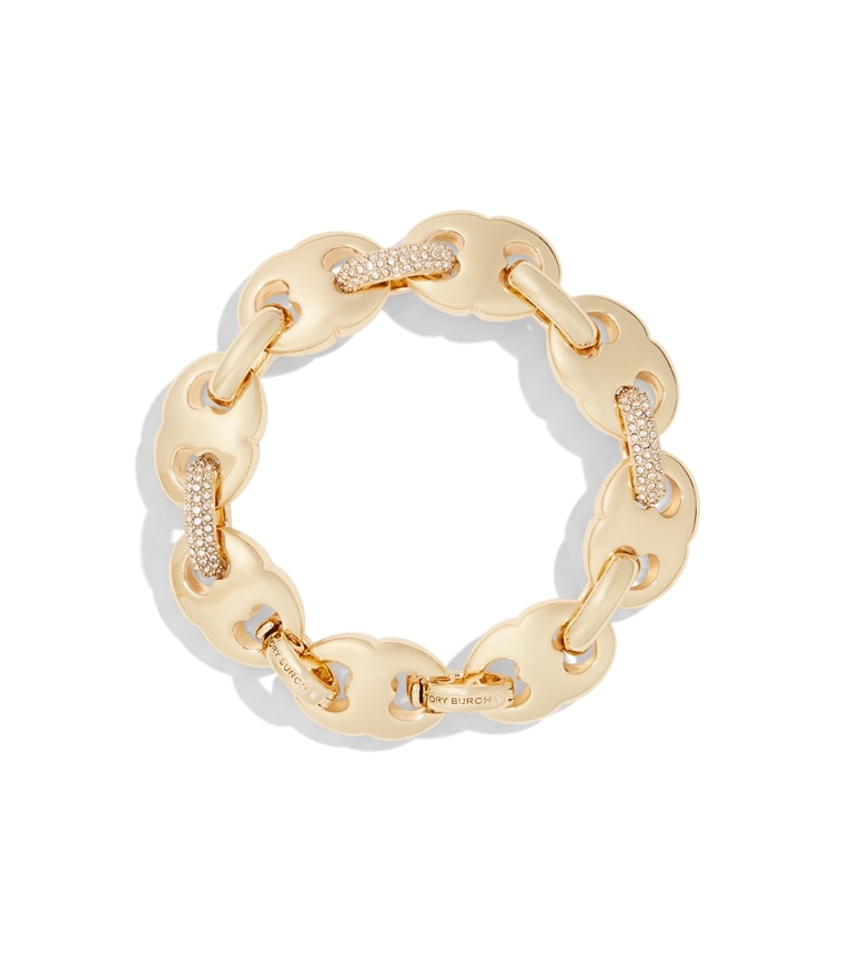 Tory Burch designer bracelets Gemini Link Pavé Bracelet in Light Brass / Crystal additional
