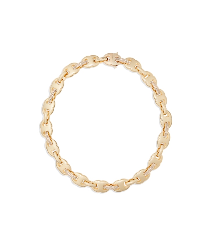 Tory Burch designer necklaces Gemini Link Pavé Necklace in Light Brass / Crystal additional