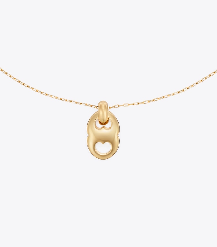 Tory Burch designer necklaces Gemini Link Pendant Necklace in Light Brass detail