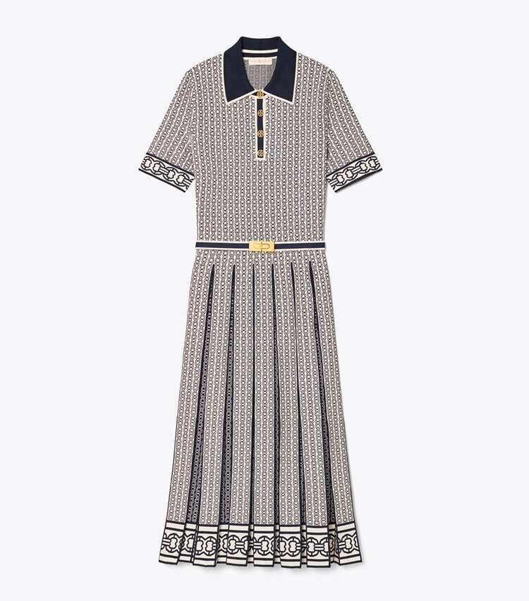 Tory Burch designer dresses Gemini Link Polo Dress in New Ivory Gemini Link front
