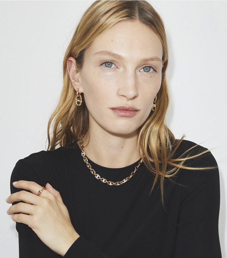 Tory Burch designer rings Gemini Link Ring in Light Brass angle