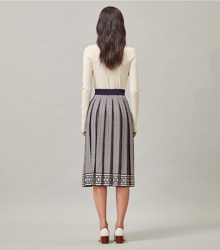 Tory Burch designer bottoms Gemini Link Skirt in New Ivory Gemini Link on model back