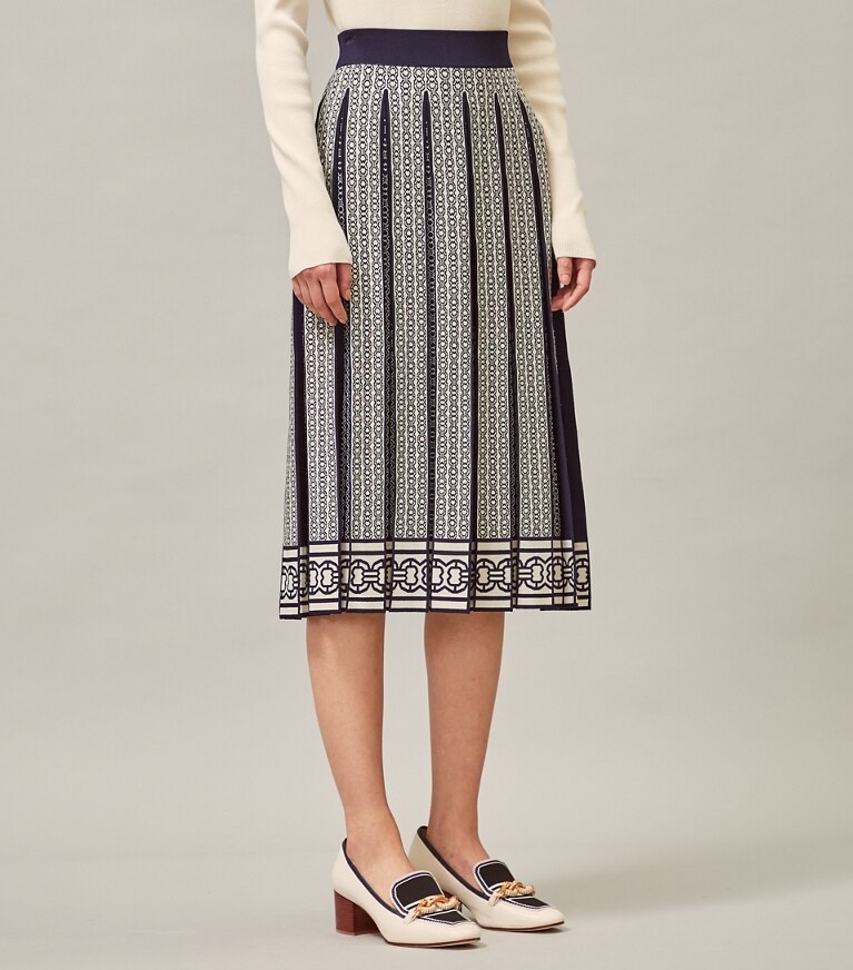 Tory Burch designer bottoms Gemini Link Skirt in New Ivory Gemini Link front