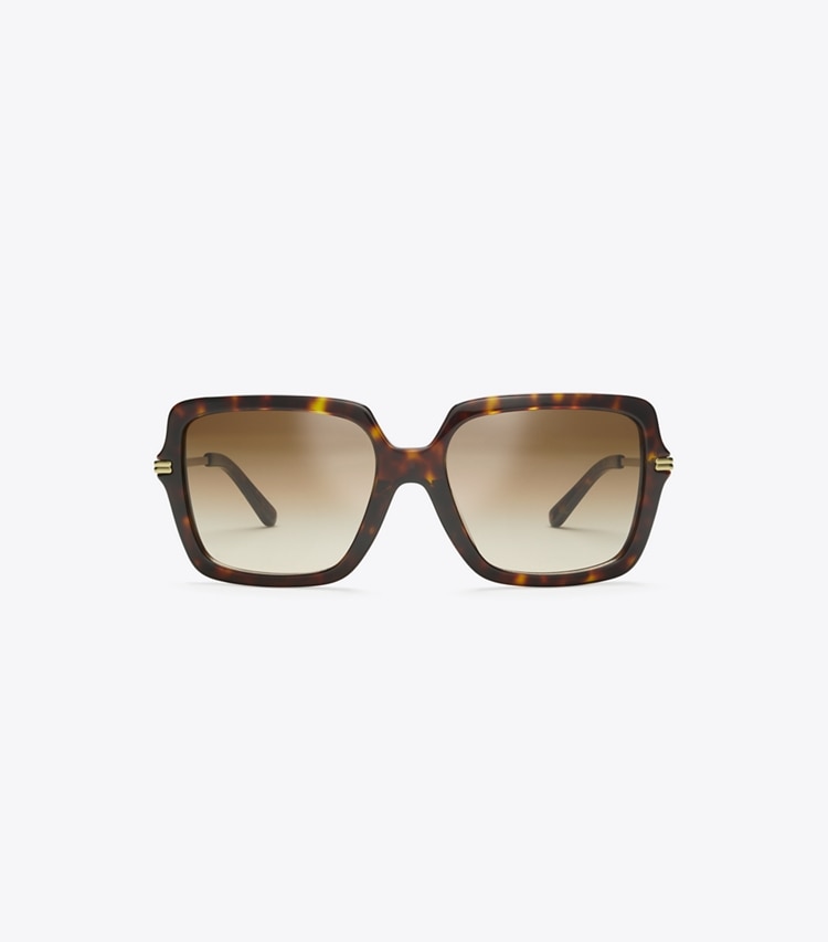 Tory Burch designer sunglasses & eyewear Gemini Link Square Sunglasses in TORTOISE/BROWN GRADIENT front