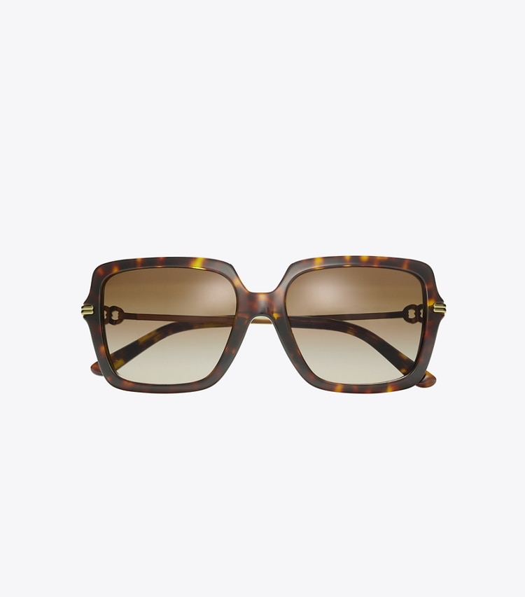 Tory Burch designer sunglasses & eyewear Gemini Link Square Sunglasses in TORTOISE/BROWN GRADIENT overhead