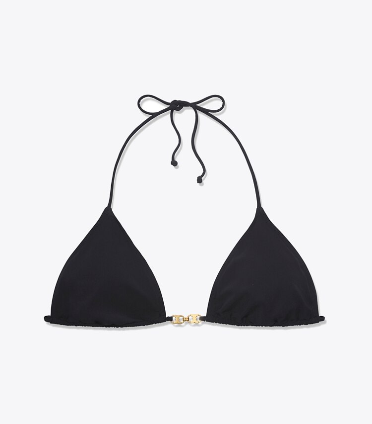 Tory Burch designer ビキニ ジェミニ リンク ストリング ビキニトップ in Black / Gold front