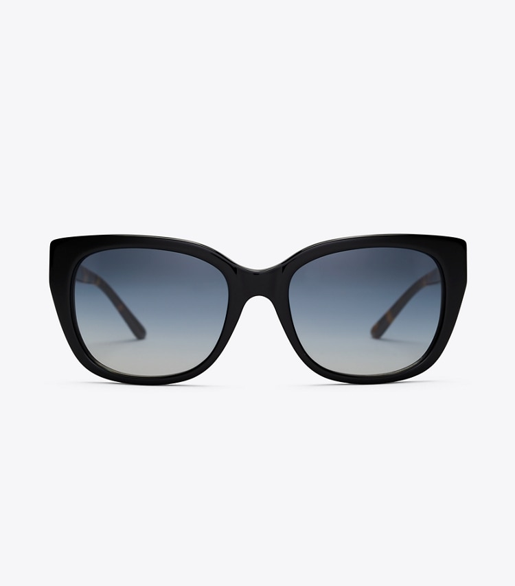 Tory Burch designer sunglasses & eyewear Gemini Link Sunglasses in Black/Tokyo Tortoise detail