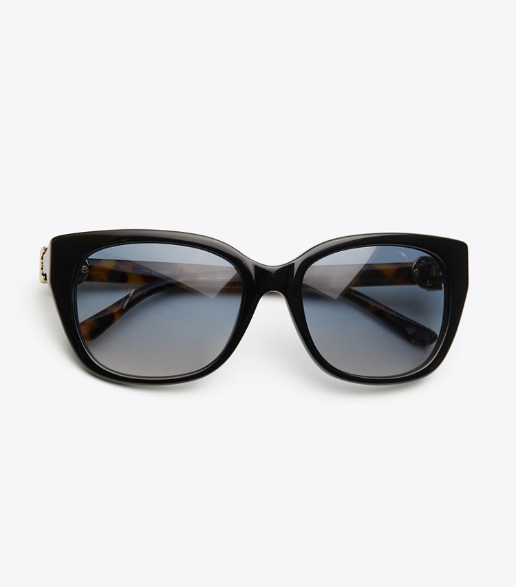 Tory Burch designer sunglasses & eyewear Gemini Link Sunglasses in Black/Tokyo Tortoise overhead