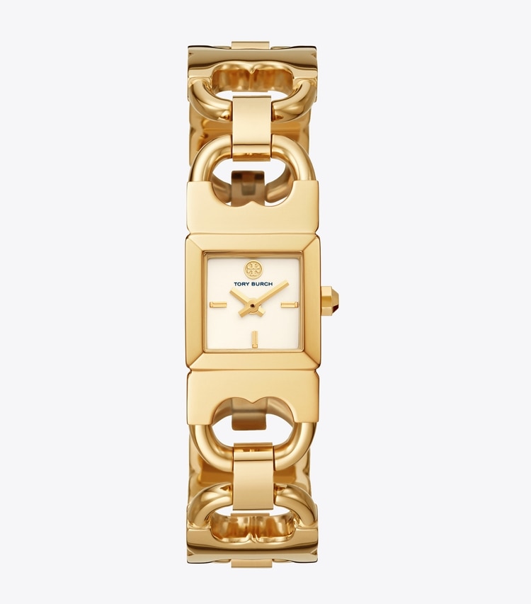 Tory Burch designer strap watches Gemini Link Watch in GOLD front