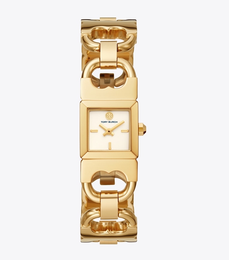 Tory Burch designer strap watches Gemini Link Watch in GOLD front