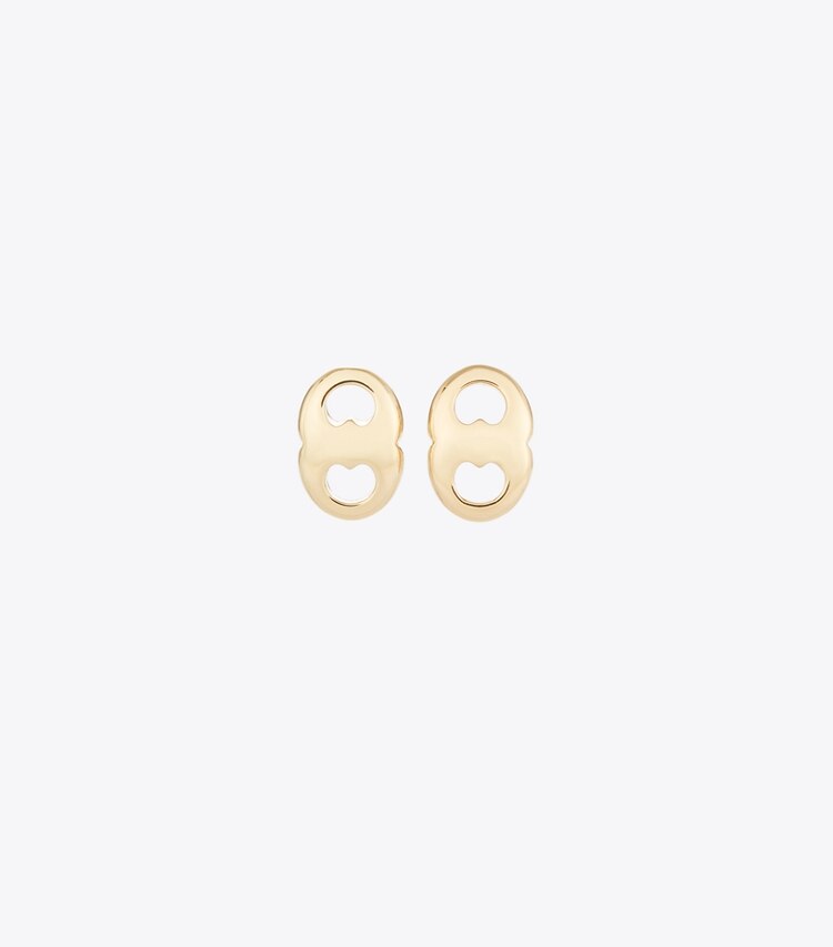 Tory Burch designer ohrringe Gemini Ohrstecker in Light Brass front