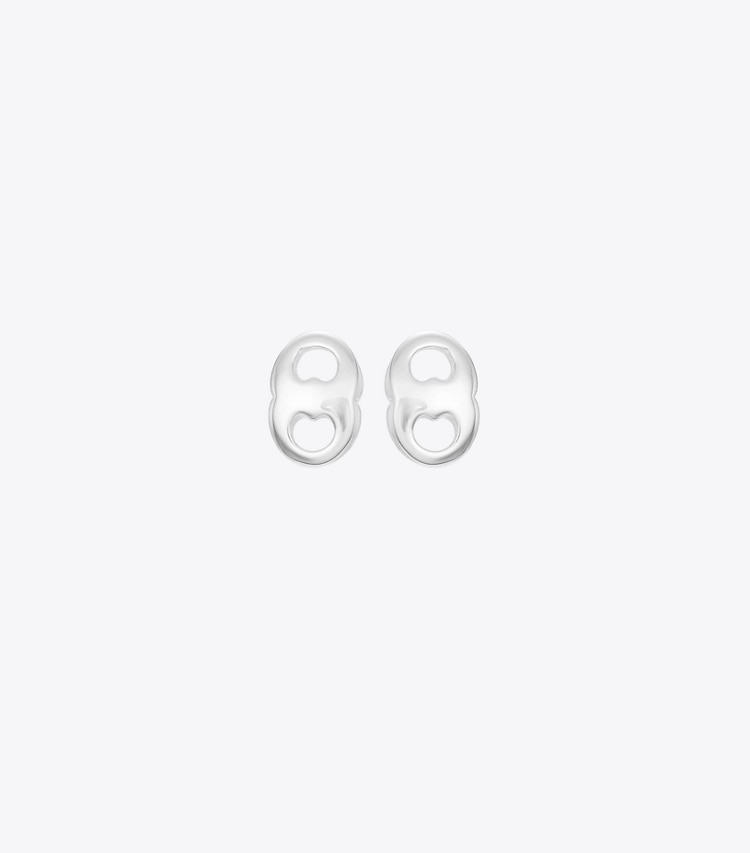 Tory Burch designer earrings Gemini Stud Earrings in Light Silver front