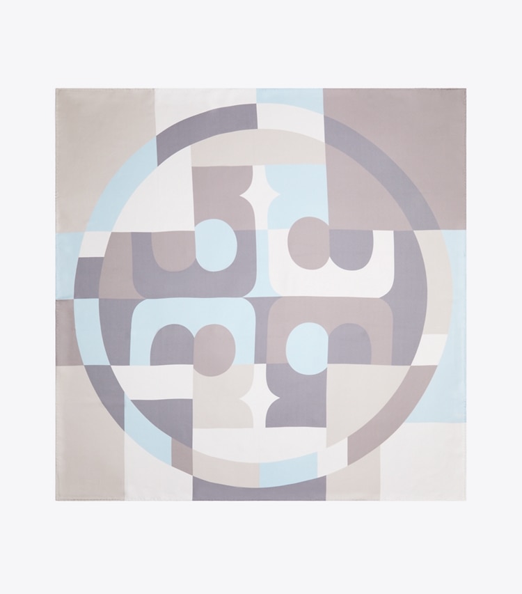 Tory Burch designer scarves Geo Color Block Silk Square Scarf in Geo Color Block Silk Square Frozen Sky overhead