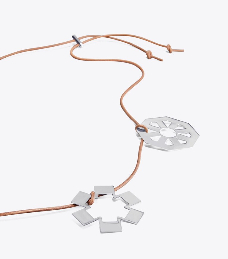 Tory Burch designer necklaces Geo Multi Necklace in Tory Silver front