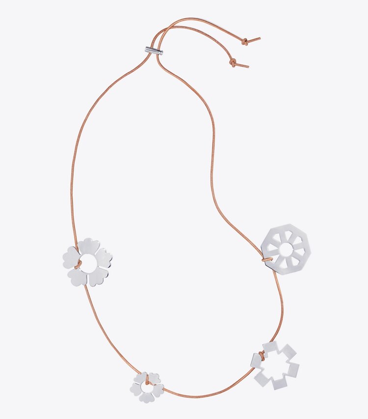 Tory Burch designer necklaces Geo Multi Necklace in Tory Silver front