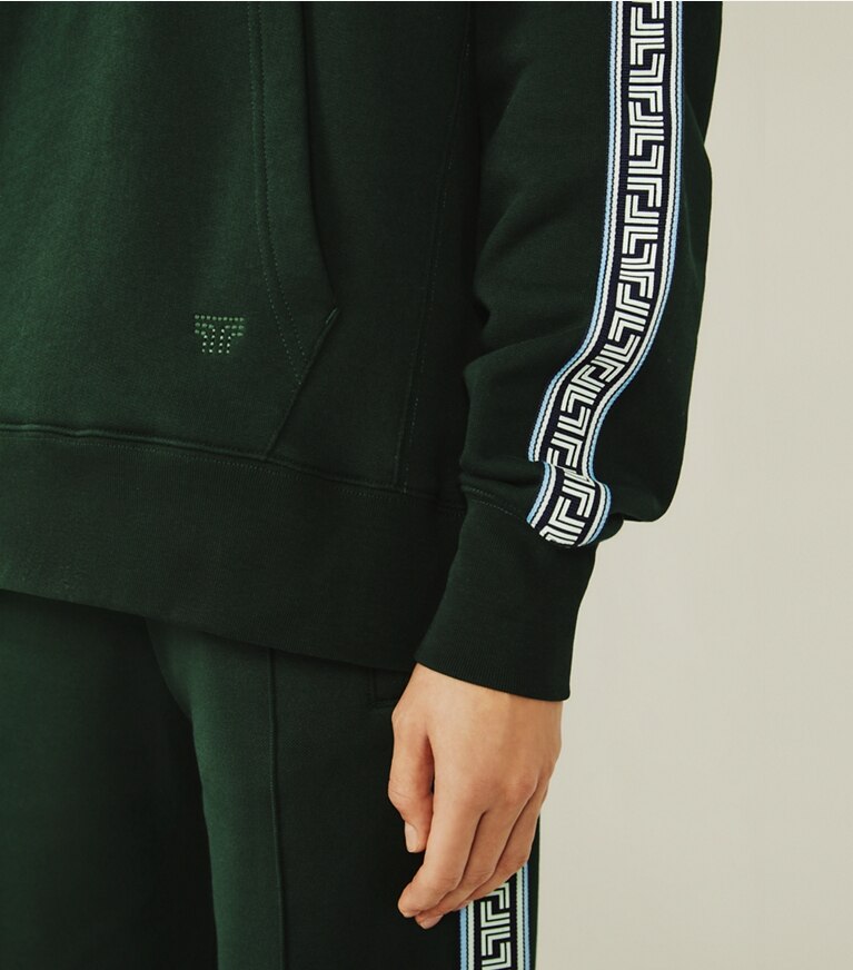 Tory Sport designer bottoms Geo-T Wide-Leg Track Pants in Conifer front