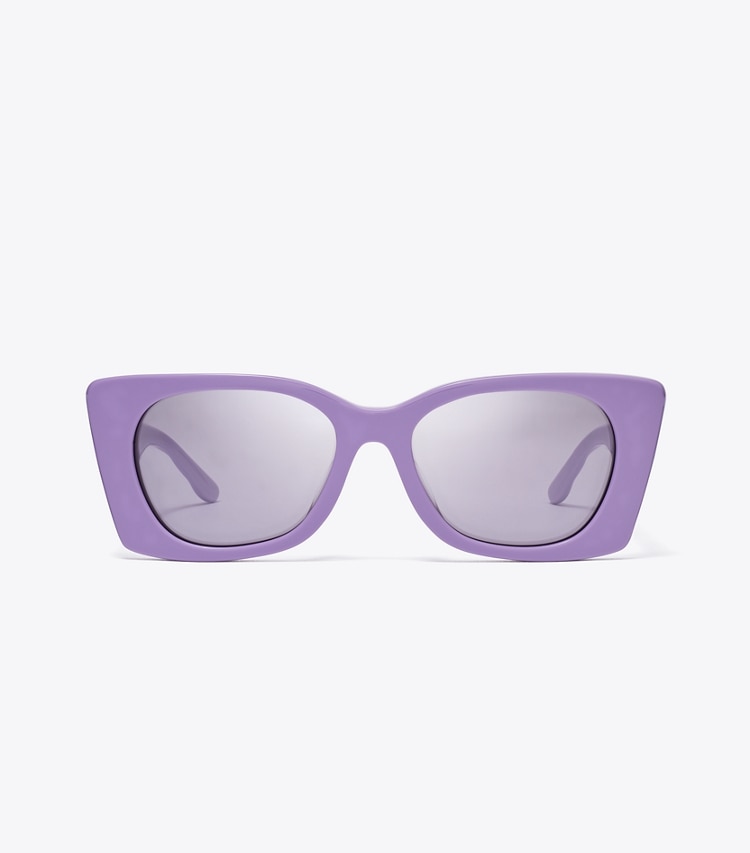 Tory Burch designer sonnenbrillen & brillen Geometrische Kira Sonnenbrille in Steppoptik in LAVENDER/LILAC SILVER MIRROR front