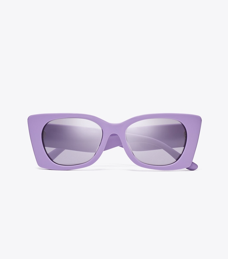 Tory Burch designer sonnenbrillen & brillen Geometrische Kira Sonnenbrille in Steppoptik in LAVENDER/LILAC SILVER MIRROR front