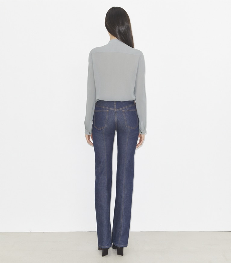 Tory Burch designer tops Georgette Bow Blouse in Gray Lavender front