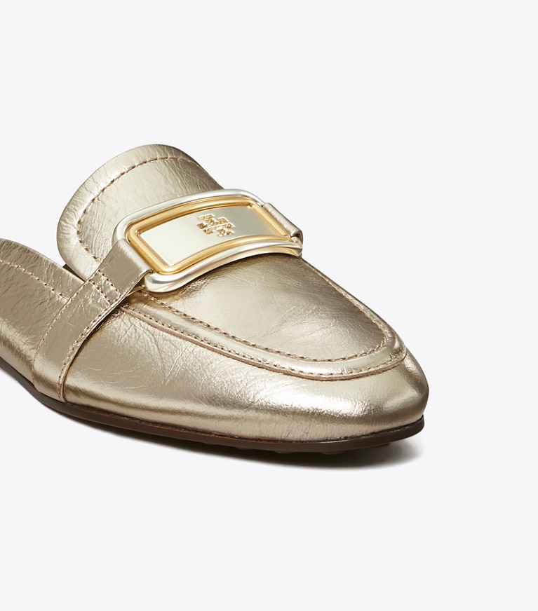 Tory Burch designer flats Georgia Backless Loafer in Spark Gold angle