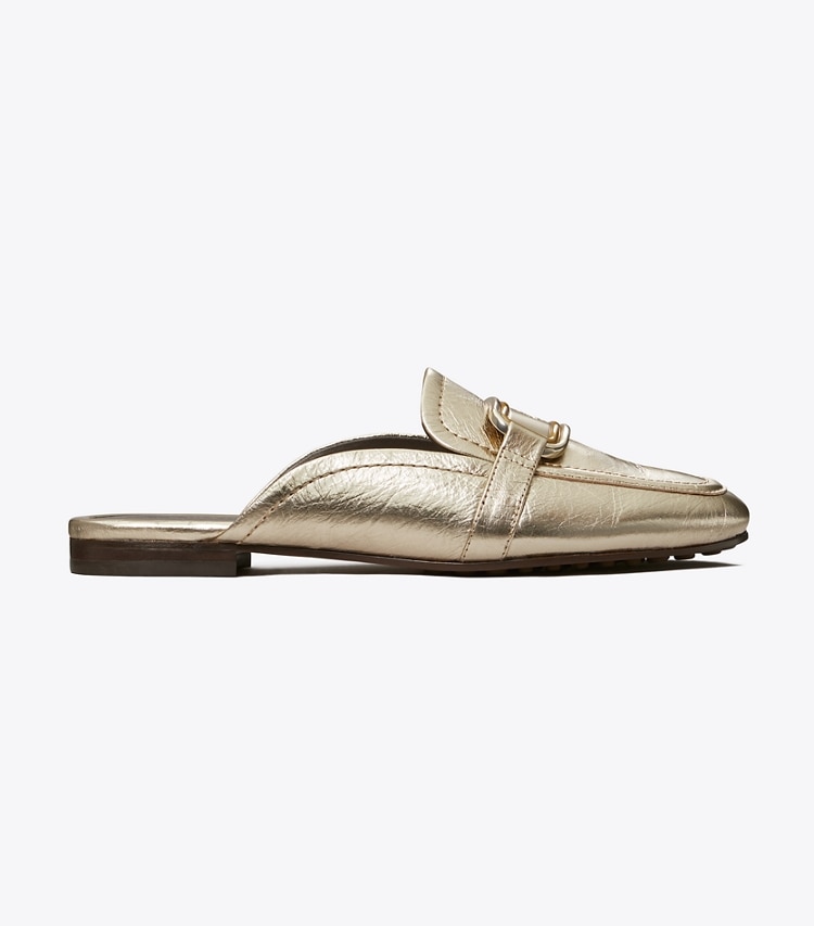 Tory Burch designer flats Georgia Backless Loafer in Spark Gold side
