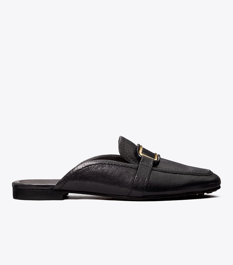 Tory Burch designer flats Georgia Backless Loafer in PERFECT BLACK angle