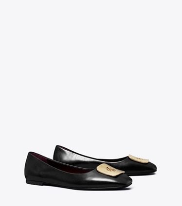 Tory Burch designer loafers Georgia Ballerina in PERFECT BLACK angle