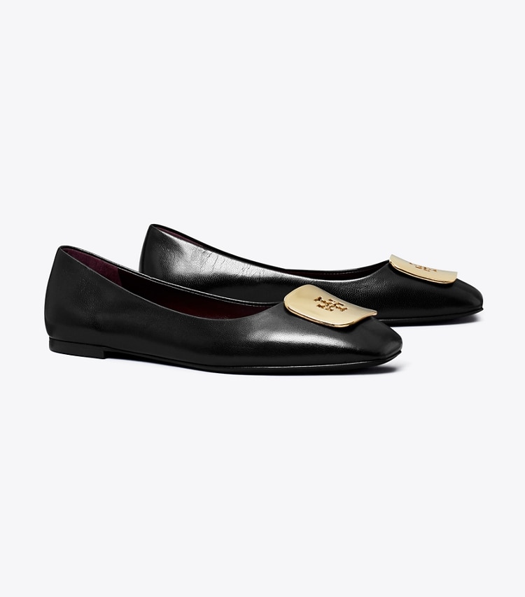 Tory Burch designer loafers Georgia Ballerina in PERFECT BLACK angle