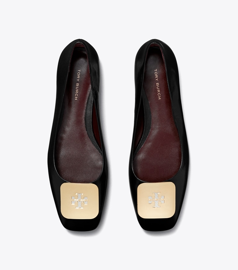 Tory Burch designer loafers Georgia Ballerina in PERFECT BLACK angle