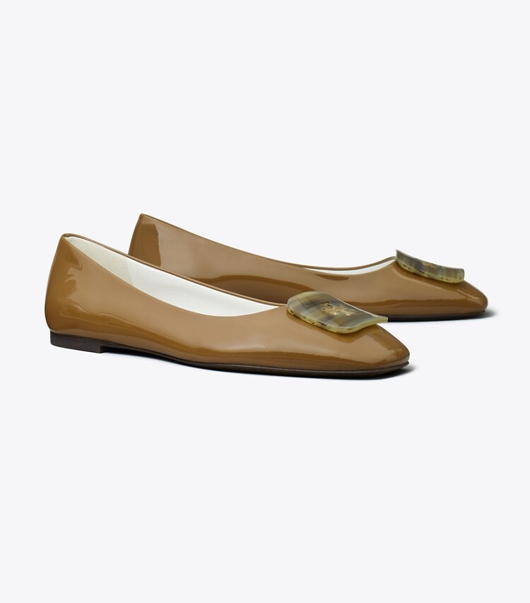 Tory Burch designer フラット ジョージア バレエ ワイド in ALMOND OATS angle
