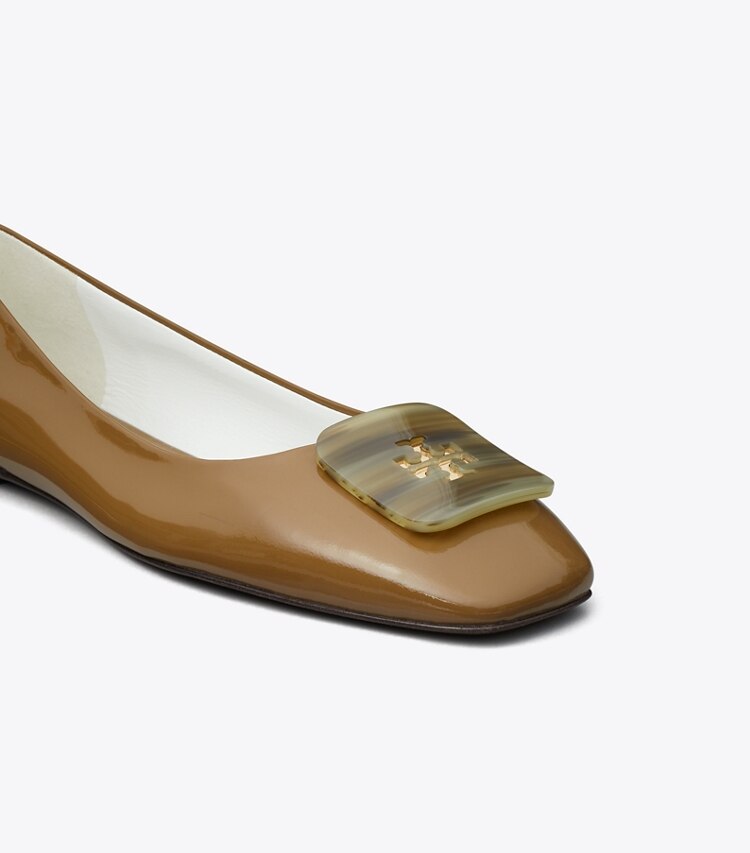 Tory Burch designer フラット ジョージア バレエ ワイド in ALMOND OATS ディテール