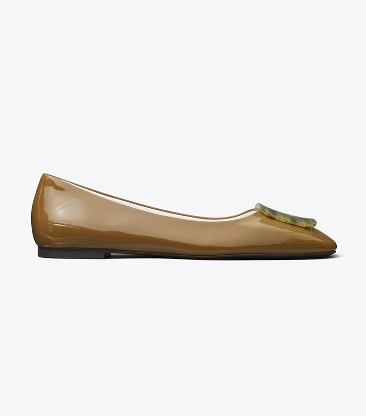 Tory Burch designer フラット ジョージア バレエ ワイド in ALMOND OATS side