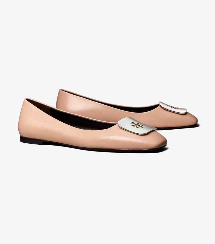 Tory Burch designer flats Georgia Ballet in PINK BRICK angle