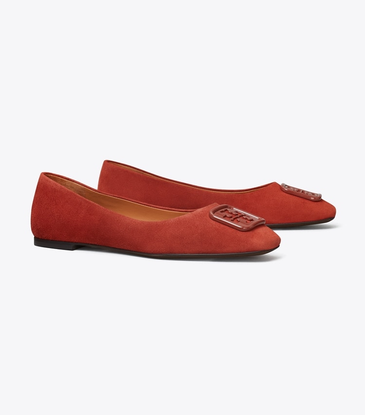 Tory Burch designer flats Georgia Ballet in SMOKED PAPRIKA / SMOKED PAPRIKA angle