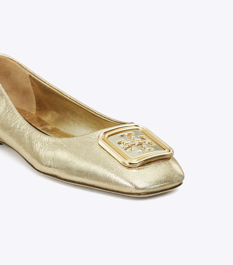 Tory Burch designer flats Georgia Ballet in SPARK GOLD detail