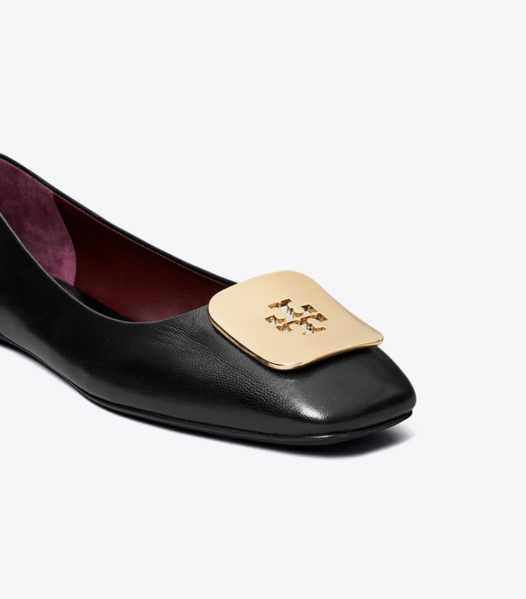 Tory Burch designer flats Georgia Ballet in PERFECT BLACK detail