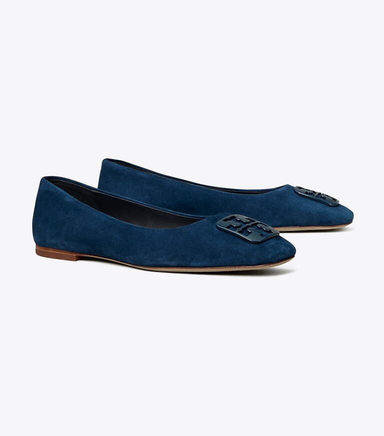 Tory Burch designer flats Georgia Ballet Flat, Extended Width in Perfect Navy angle